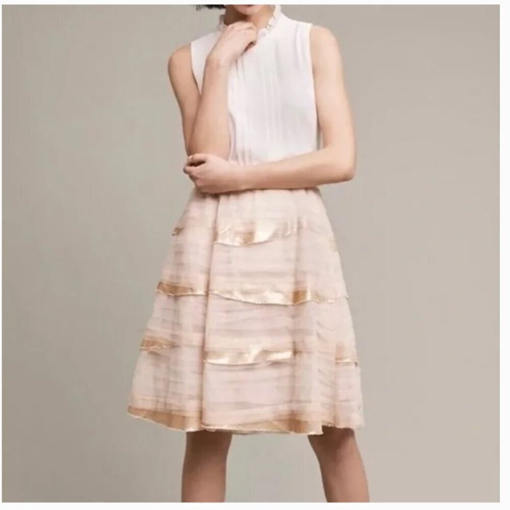 Anthro Tiny Ivory Tulle & Sequin Cascade Skirt - Size S
